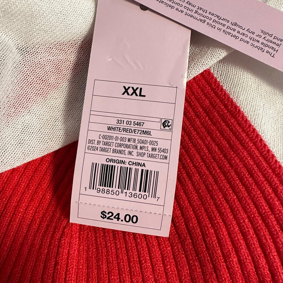 Women's Wild Fable Knit Top with Bralette White/Red Size XXL Bikini New NWT Plus - Picture 6 of 11